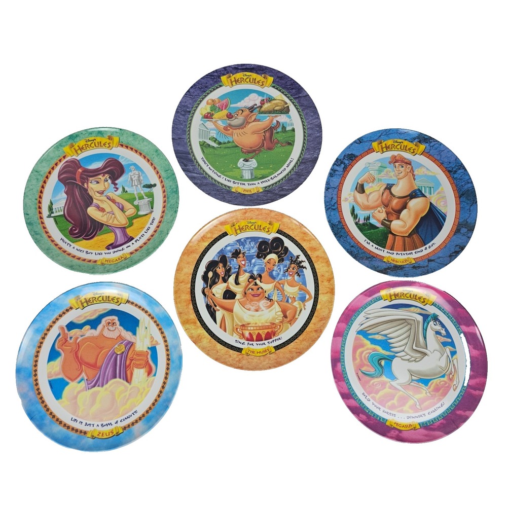 Complete Set Of 6 McDonald's Disney's Hercules Movie Collector 9" Plates 1997